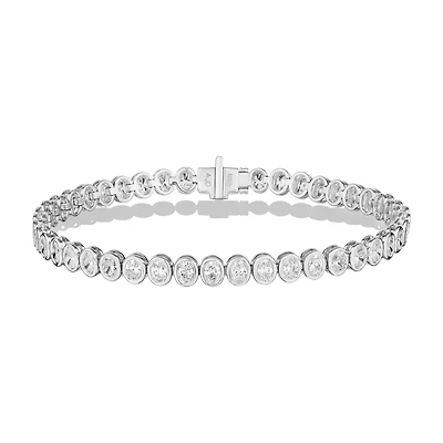 Diamond oval cut line bracelet in white gold