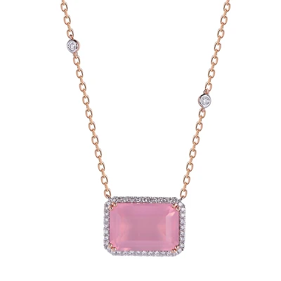 Rose Quartz Pendant in Rose Gold