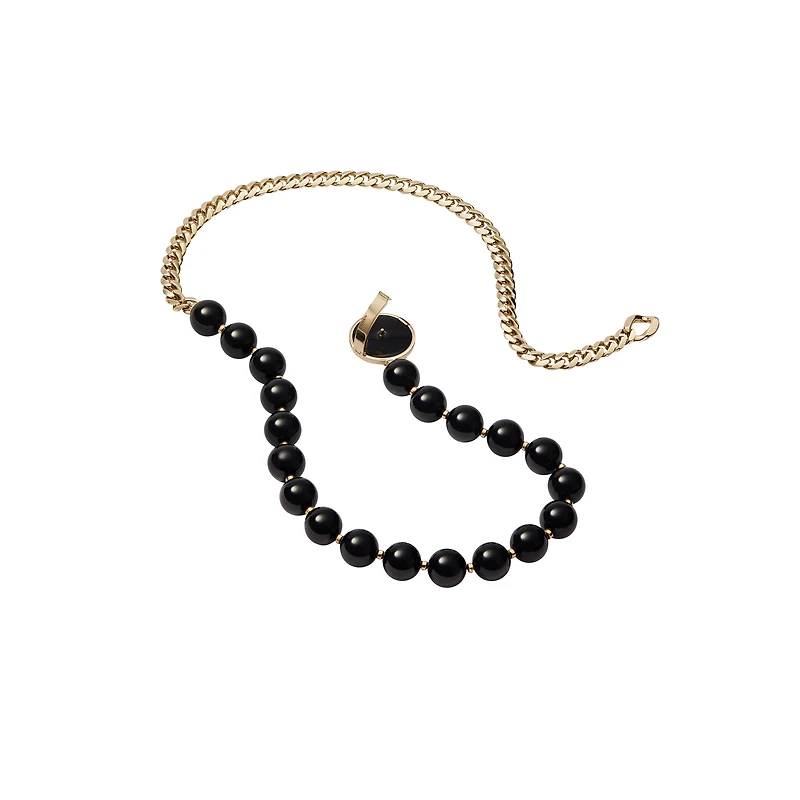 Emblem Yellow Gold Tsavorite and Onyx Necklace