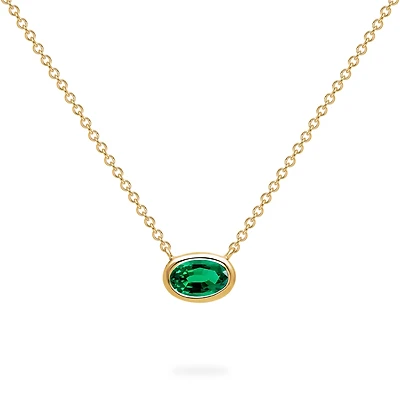 Yellow Gold Emerald Pendant Necklace