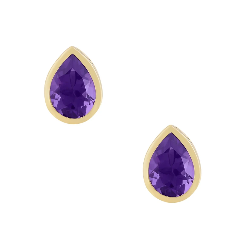 Pear Shape Amethyst Stud Earrings