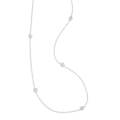 Diamonds by the Inch White Gold 5-Row Station Diamond Necklace