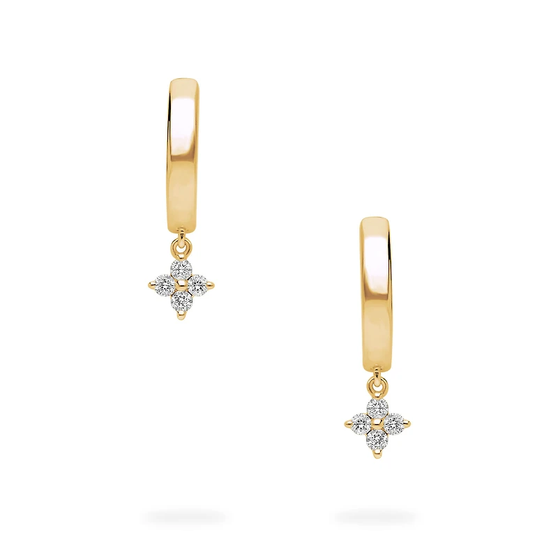 Yellow Gold Diamond Huggie Earrings For Kids