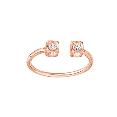 Le Cube Diamant Rose Gold and Diamond Ring