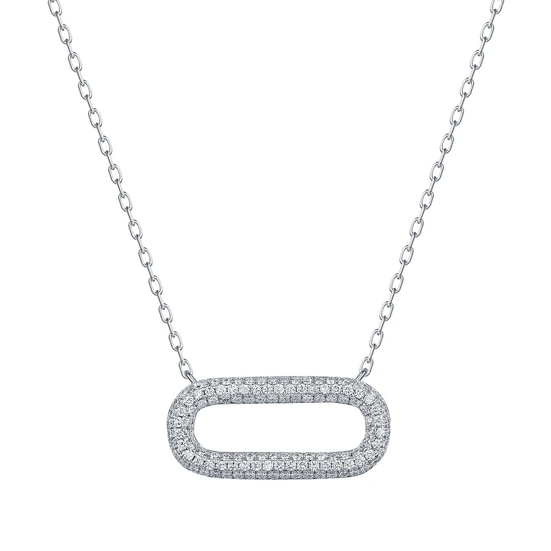 Diamond Pendant Rectangle in White Gold