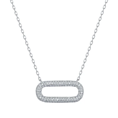 Diamond Pendant Rectangle in White Gold