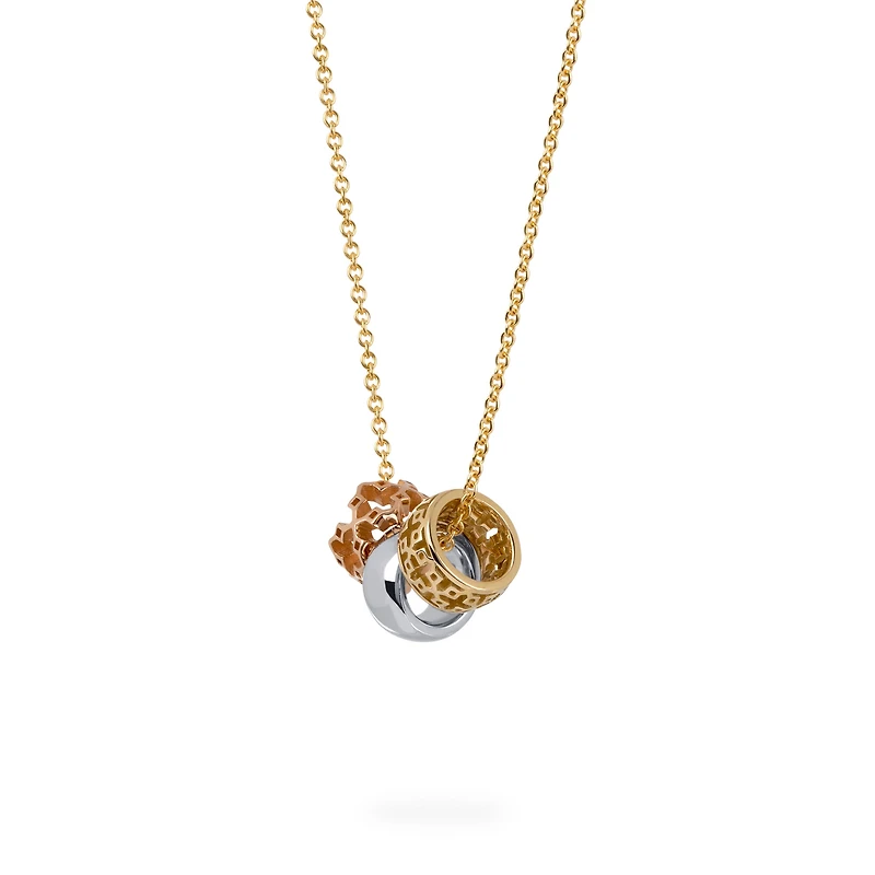 Three-Ring Pendant Necklace, Tricolour