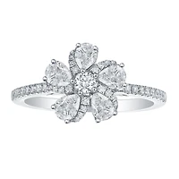 Diamond Flower Ring in White Gold