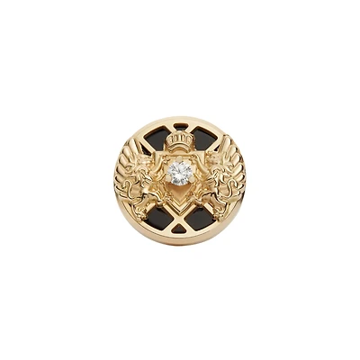 Emblem Yellow Gold Diamond and Onyx Single Stud Earring