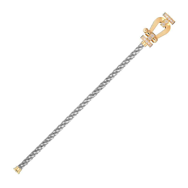 Force 10 Large Yellow Gold and Diamond Pavé Cable Bracelet