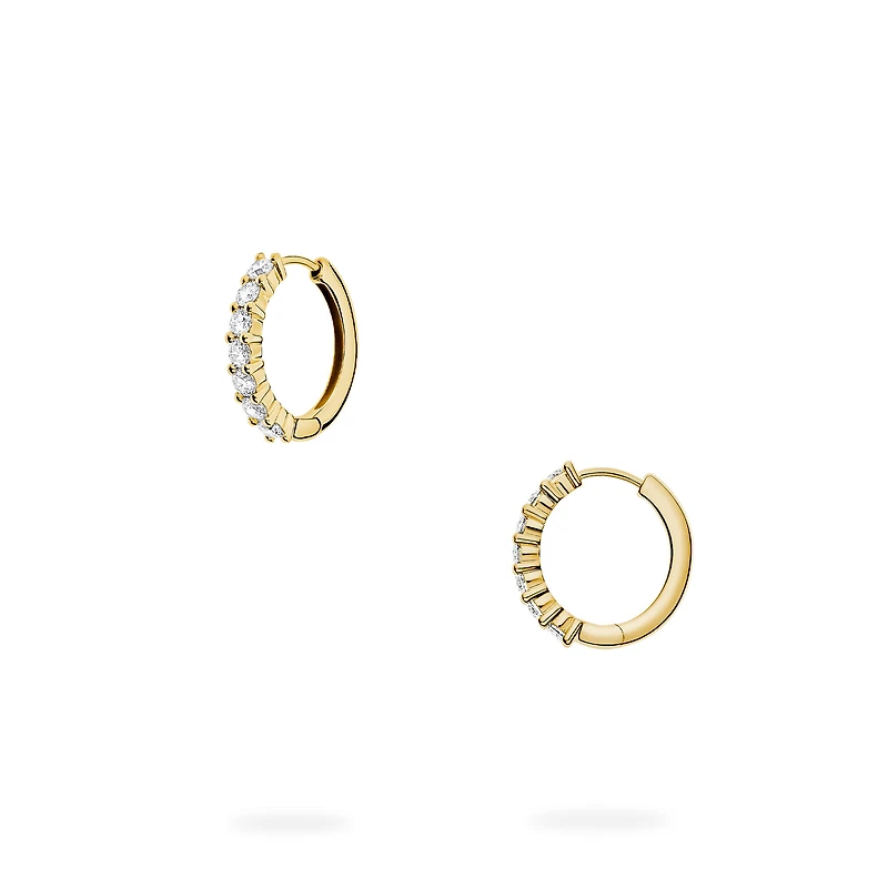 Diamond and Yellow Gold Hoop Earrings