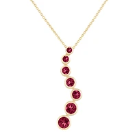 Pink Tourmaline Graduated Pendant in Yellow Gold