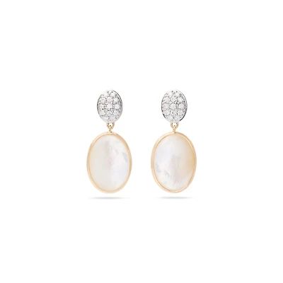 Siviglia Yellow Gold, Mother-of-Pearl and Diamond Drop Earrings