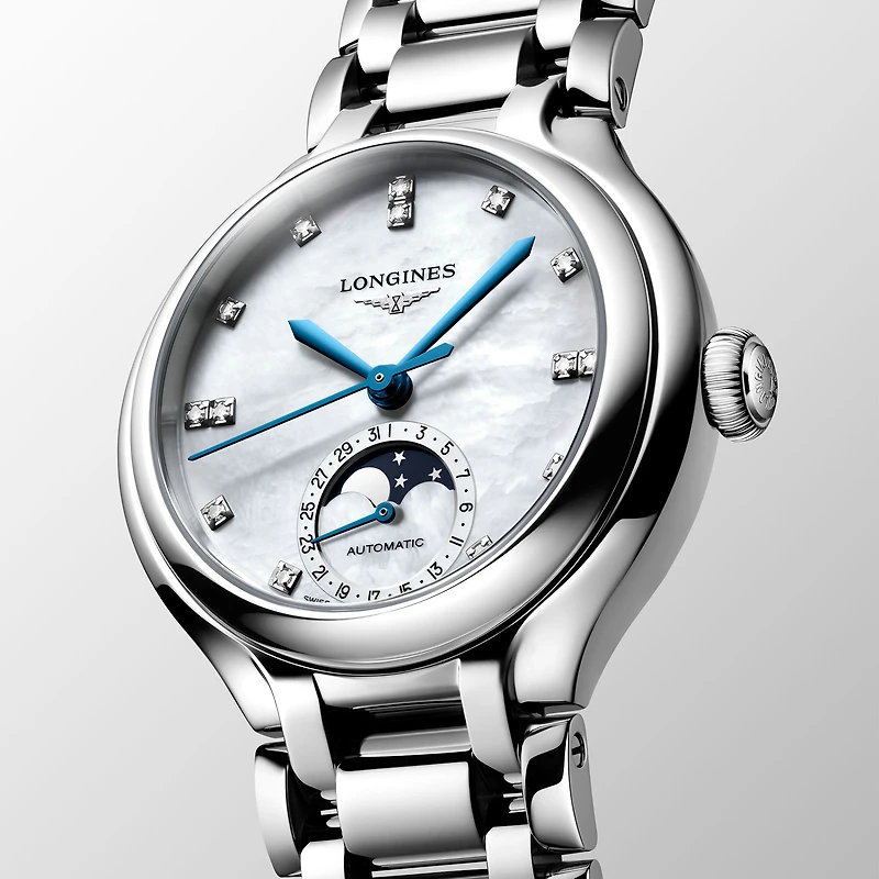 PrimaLuna Automatic Moonphase 34 mm Stainless Steel and Diamond