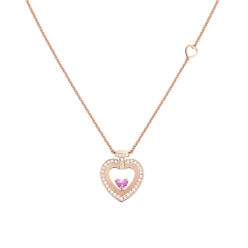 Pretty Woman Medium Rose Gold, Pink Sapphire and Diamond Pavé Pendant