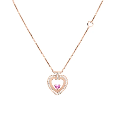 Pretty Woman Medium Rose Gold, Pink Sapphire and Diamond Pavé Pendant