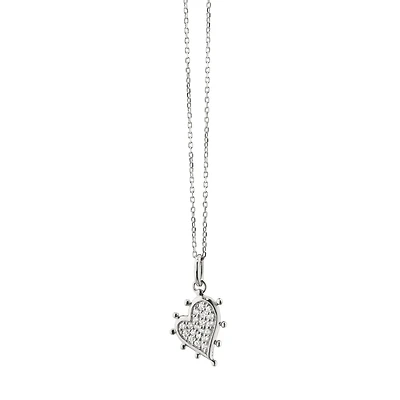 Gemstone Heart Small Silver and White Sapphire Charm Necklace