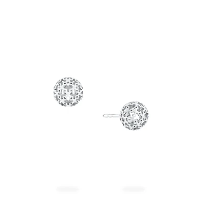 Mesh Ball Earring In Sterling Silver