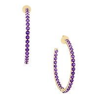 Amethyst Prong Set Hoop Earrings