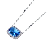 Swiss Blue Topaz and Diamond Pendant in White Gold