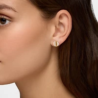 Diamond Circle Earrings, Tri-Gold