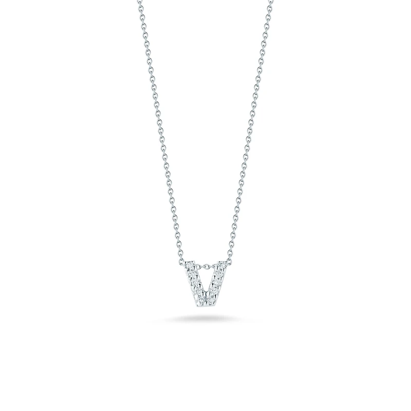Tiny Treasures Love Letter V White Gold and Diamond Pendant
