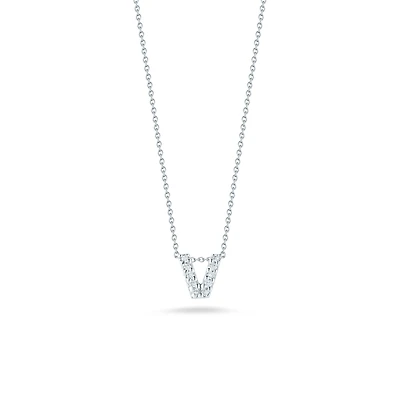 Tiny Treasures Love Letter V White Gold and Diamond Pendant