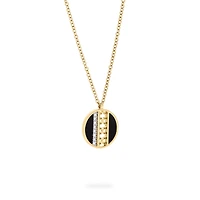 Onyx and Diamond Medallion Pendant Necklace, Medium (18 mm)