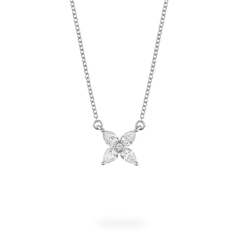 Floral Diamond Necklace in White Gold