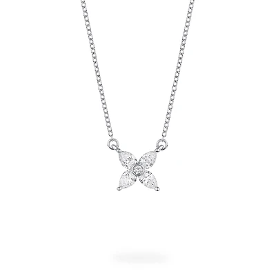 Floral Diamond Necklace in White Gold