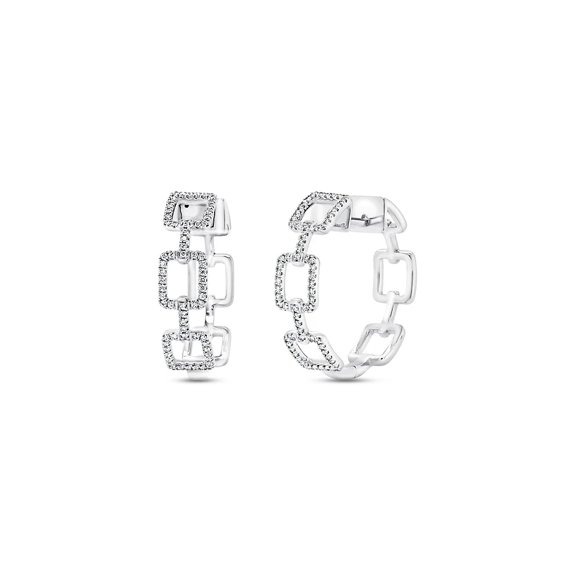 U-Linq White Gold and Diamond Pavé Hoop Earrings