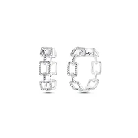 U-Linq White Gold and Diamond Pavé Hoop Earrings