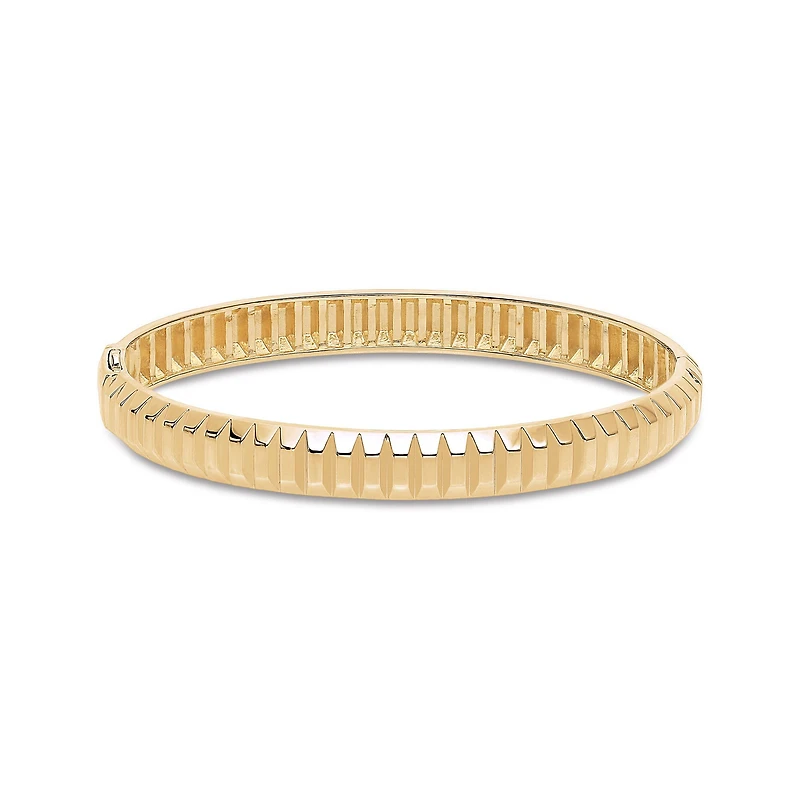Yellow Gold Textured Bangle, Small