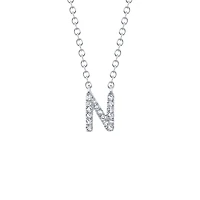 Initials White Gold and Diamond Pavé Letter N Necklace