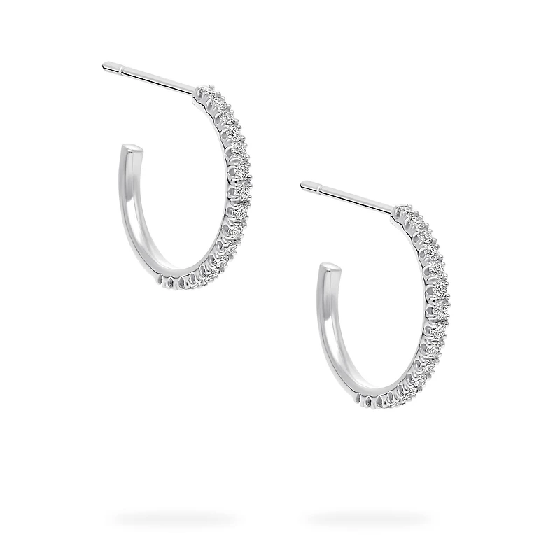 White Gold Rosée du Matin 15 mm Hoop Earrings