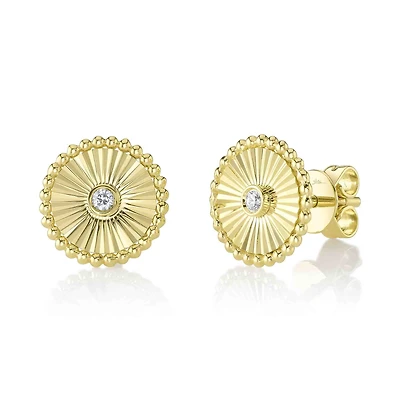 Guilo Yellow Gold and Diamond Stud Earrings