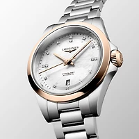 Conquest Automatic 30 mm Stainless Steel and Rose Gold Cap with Diamond