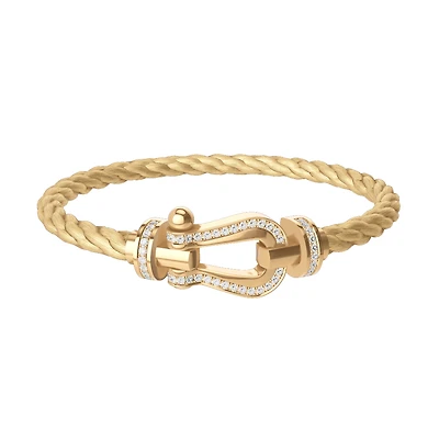 Force 10 Large Gold and Single Row Diamond Pavé Cable Bracelet