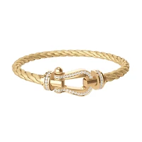 Force 10 Large Gold and Single Row Diamond Pavé Cable Bracelet