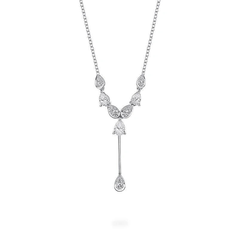 Diamond Drop Necklace in White Gold
