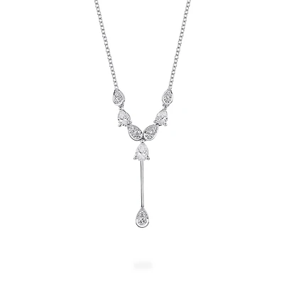 Diamond Drop Necklace in White Gold