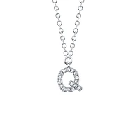 Initials White Gold and Diamond Pavé Letter Q Necklace