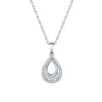 Diamond Tear Drop Pendant in White Gold