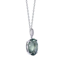 Green Amethyst Pendant in White Gold