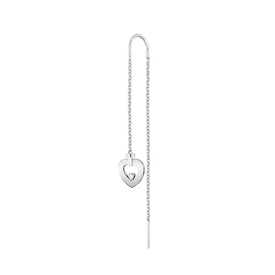Pretty Woman Extra Small White Gold and Diamond Heart Single Drop Earring
