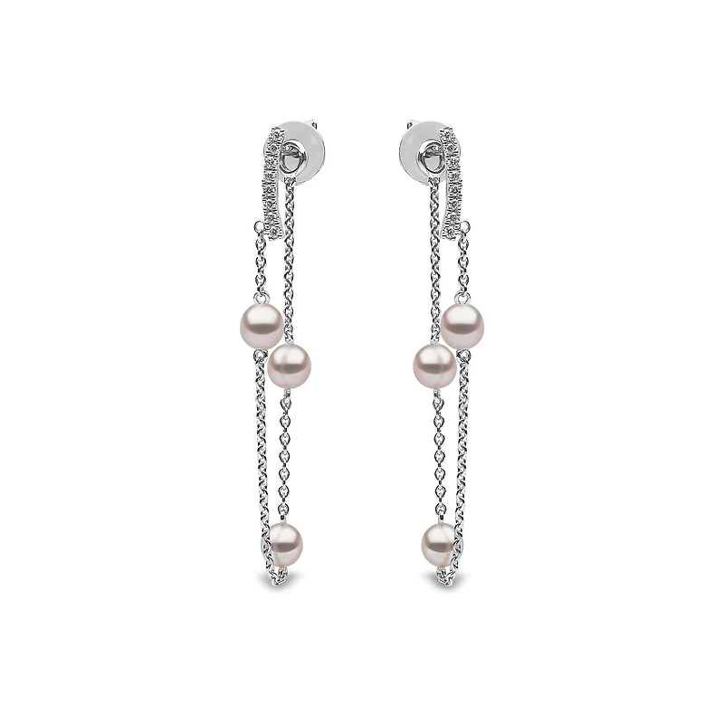 Trend White Gold Pearl and Diamond Earrings