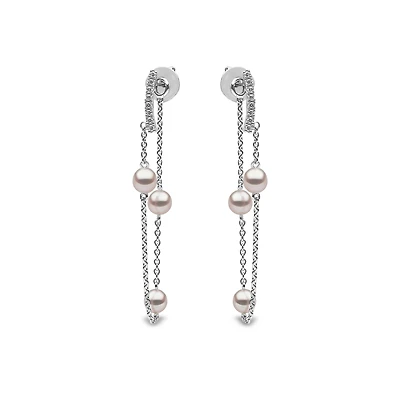 Trend White Gold Pearl and Diamond Earrings