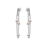 Trend White Gold Pearl and Diamond Earrings