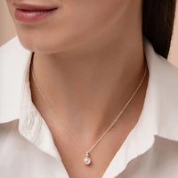 Classic White Gold, Pearl and Diamond Pendant