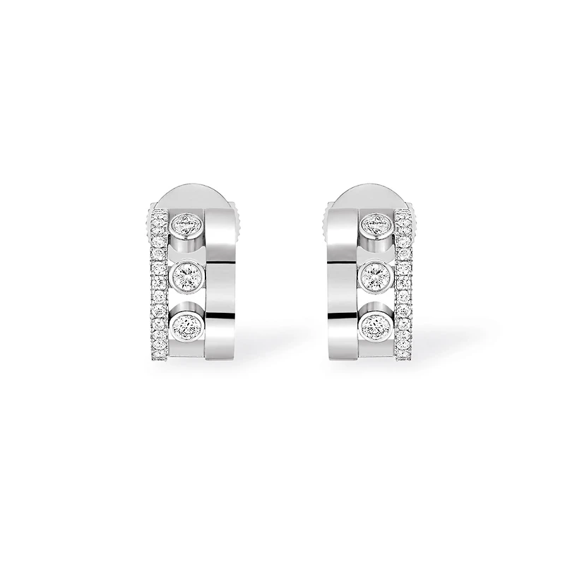 Move Romane Mini White Gold and Diamond Hoop Earrings